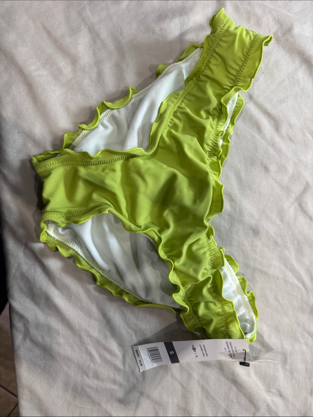 Ruffled Bikini Bottom in Lime Green